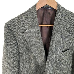 Vintage Burberry Pure Wool Tweed Jacket Size 40L Two Button Sport Coat Blazer